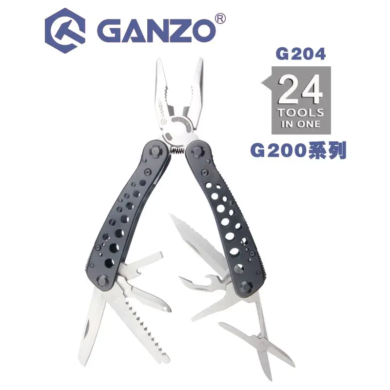 Ganzo G200 series G204 Multi clesti 24 de Instrumente într-Un singur Set de scule de Mana Șurubelniță Kit Portabil de Pliere Cuțit din Oțel Inoxidabil clește