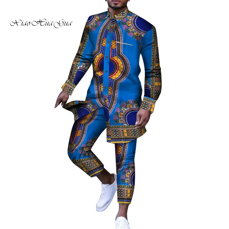 Bărbați Costum African Print Dashiki pentru Barbati Top Casual Tricouri și Pantaloni Set Gâfâi Plus Dimensiune Africane Imbracaminte Barbati Set WYN778