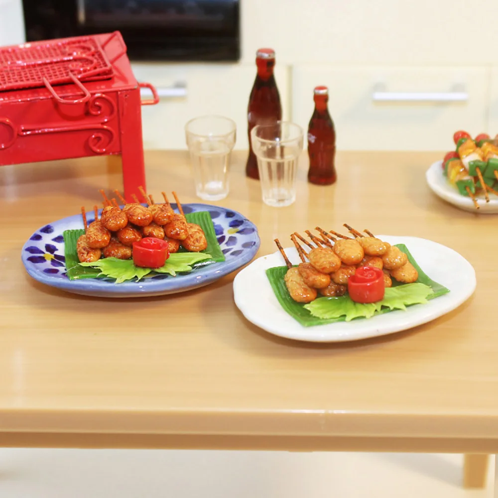 1buc 1/12 casă de Păpuși în Miniatură Accesorii Mini Gratar Kebab Tava de Simulare de Alimentare Placă de Antena Jucarii Model pentru Papusa Casa Decor