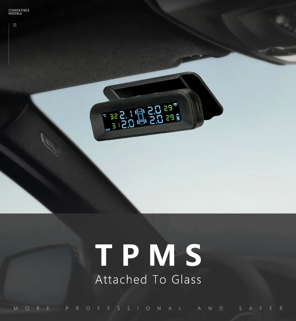5 Anvelope TPMS Pentru roata de rezerva Masina de monitorizare a Presiunii în Anvelope Sistemul de reglare Automată a Luminozității Energie Solară Ecran LCD Wireless
