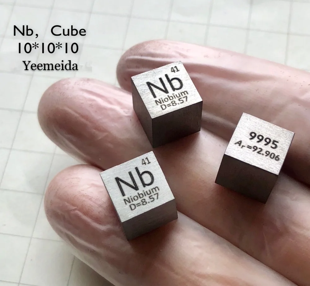 Transport gratuit 5pcs & 10buc 99.95% puritate Nb sculptate element din tabelul periodic 10mm cub cu 8.58 g lingou de Niobiu / peleți / bloc