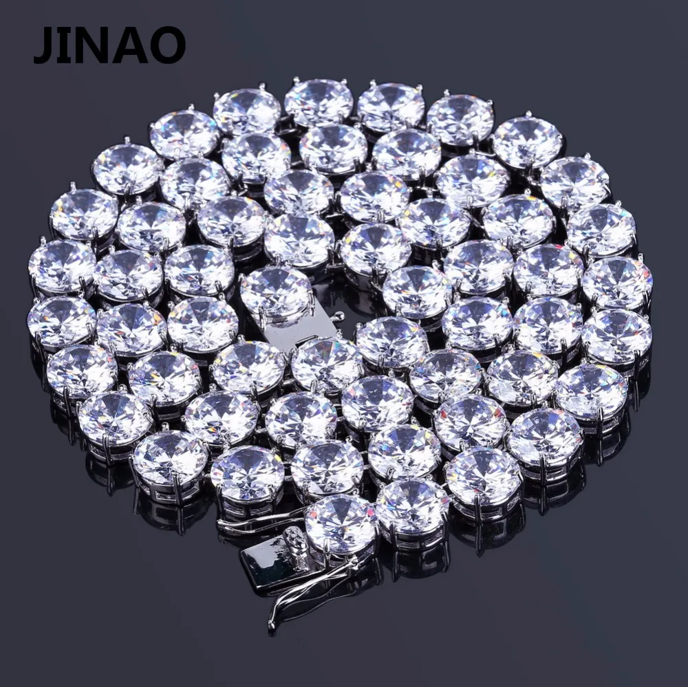 JINAO Hip Hop de sex Masculin 10mm Tenis Lanț Colier Bijuterii Colier de Cupru de Aur/Argint-Culoare Placat cu Micro Pave CZ de Piatră de 20