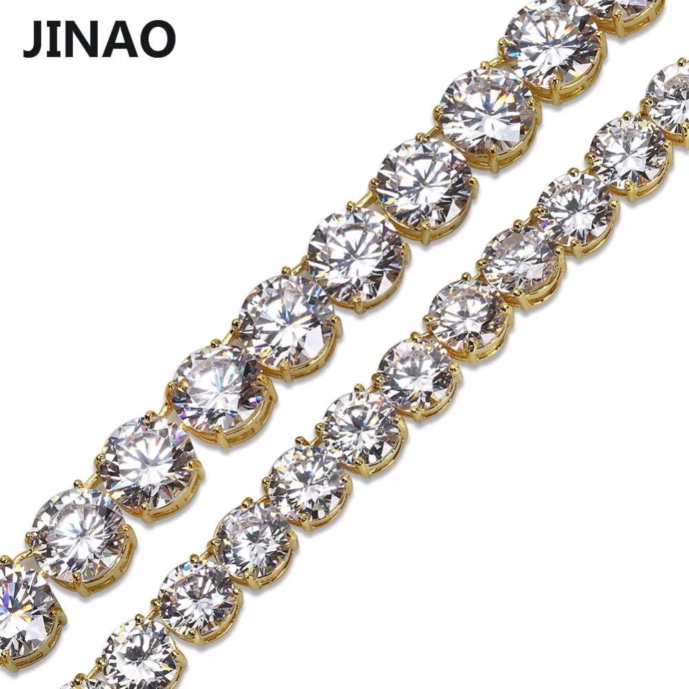 JINAO Hip Hop de sex Masculin 10mm Tenis Lanț Colier Bijuterii Colier de Cupru de Aur/Argint-Culoare Placat cu Micro Pave CZ de Piatră de 20