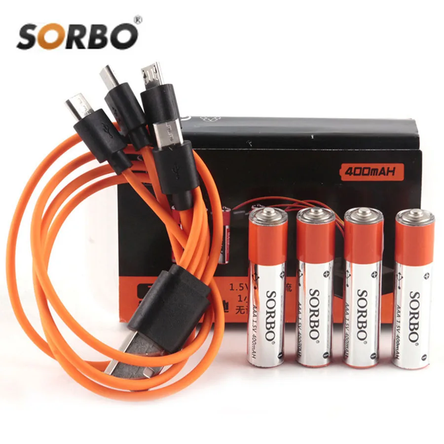 SORBO Portabil 4/8pcs 1.5 V 400mAh AAA Li-po Baterie de Încărcare Rapidă USB Acumulatori Pentru Microfon Gamepad Bateria