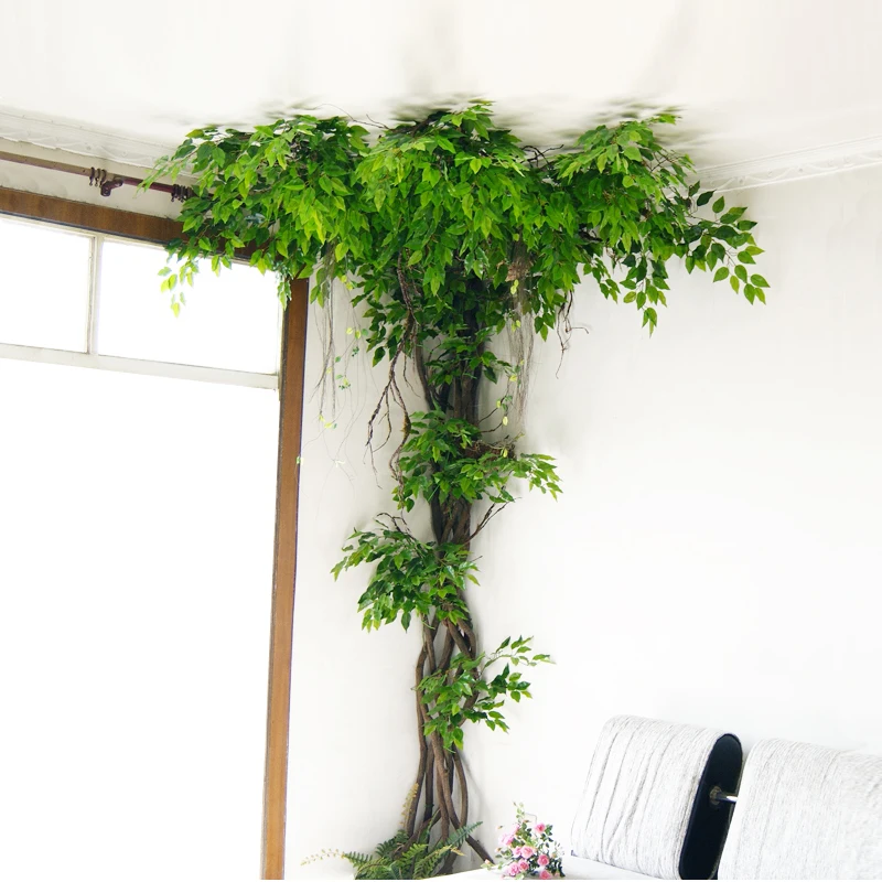 De înaltă imitație ratan decor flori artificiale frunze verzi rattan ramuri acasă nunta hotel plafon accesorii de perete