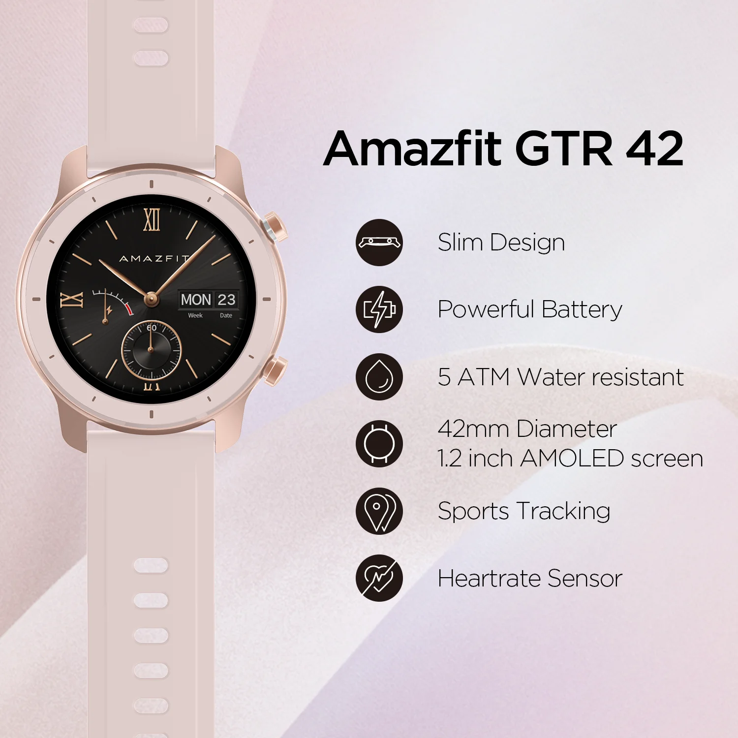 2020 Huami Amazfit GTR 42mm rosa Multi Sport pentru Femei Ceasuri Inteligente cu 12days Timp de Așteptare 5ATM Ecran AMOLED pentru Android/iOS