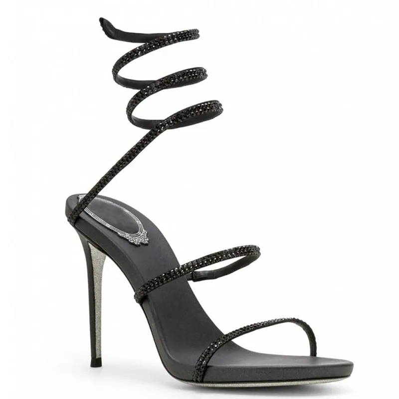 Koovan Femei Sandale 2020 Nou Curea Toc Roman Sandale de Vara pentru Femeie Același Paragraf Serpentine Pantofi de Nunta Stras