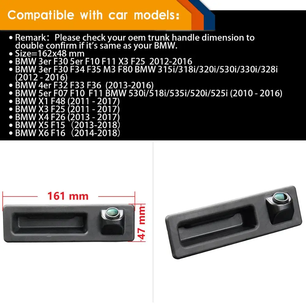 HD 1280x720p Inversarea retrovizoare Camera de Rezervă pentru BMW 3er 4er 5er F10 F11 F30 F32 320Li 530i 328i X1 F48 X3 F25 X5 F15 X6 F16