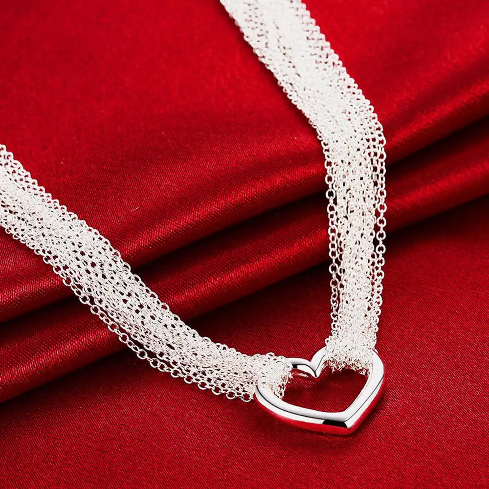 Moda Colier din Argint 925 Fluxul Pieptene O Iubire în formă de Lanț pentru Femei Cadouri Bijuterii