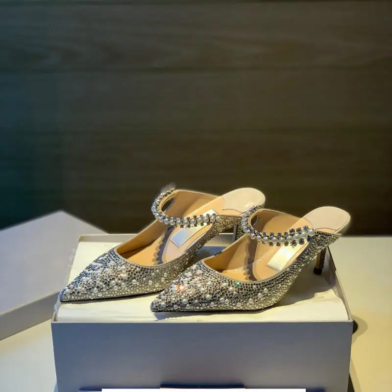 2020 Primăvară Brand De Lux Ascuțit Subțire Toc Înalt, Sandale, Pantofi Femei Pearl Stras Nunta Banchet Sexy Pompe De Designer