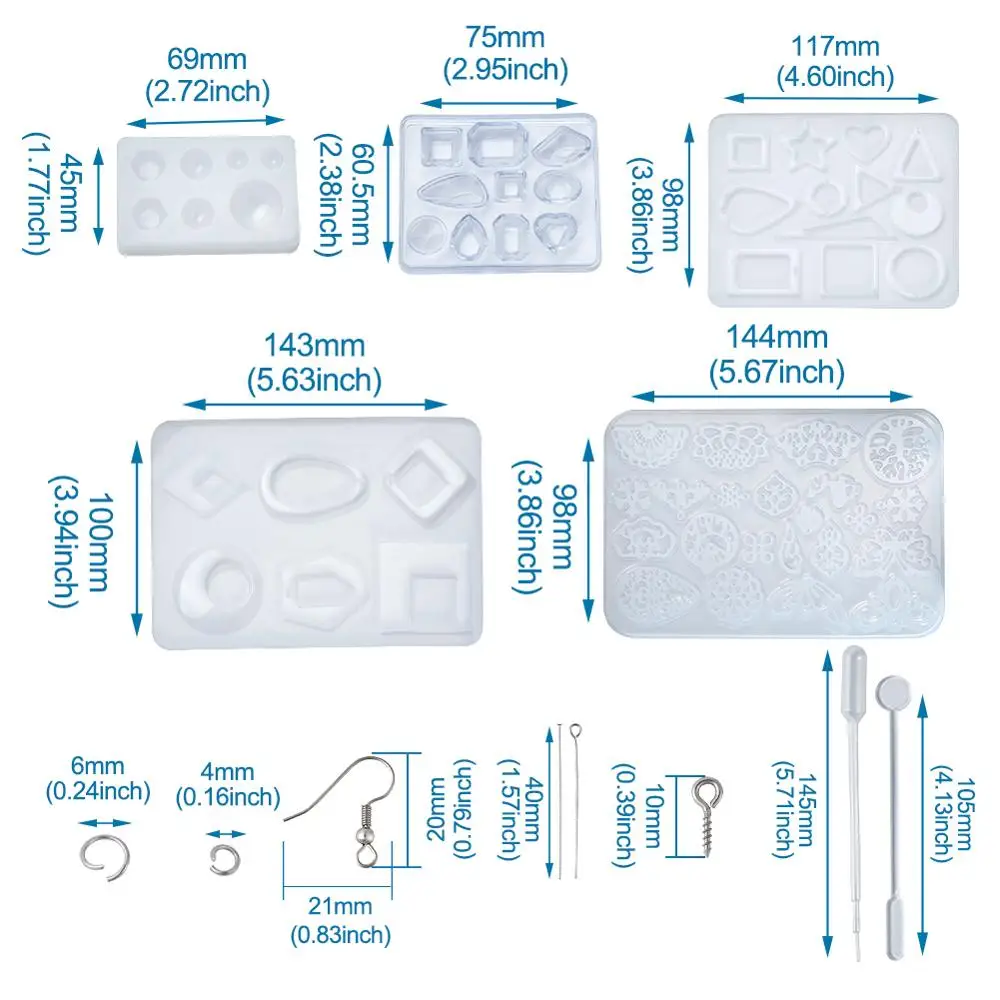 DIY Matrite Plastic Pentru DIY Legăna Cercei Bijuterii Face Kituri, Rășină de Turnare Matrite, Cercel Cârlige și Cap Pini Accesorii