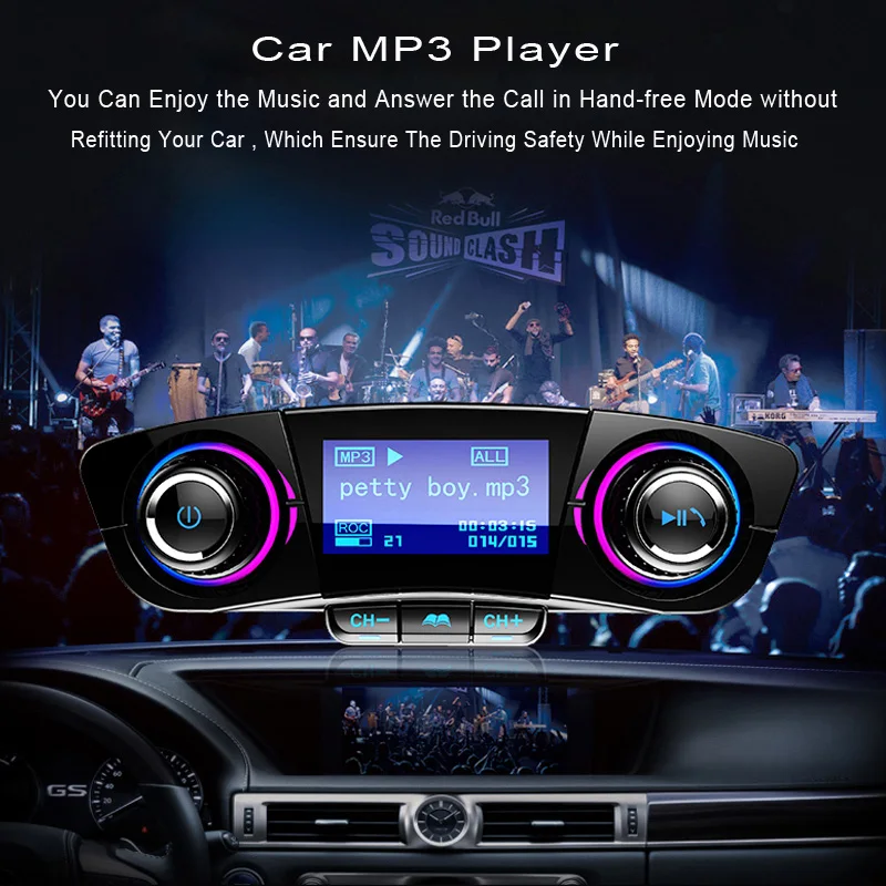 JINSERTA Auto MP3 Player Dual USB bluetoorh Transmițător FM Aux Modulator Bluetooth Handsfree Car Kit Audio cu Încărcare Inteligentă