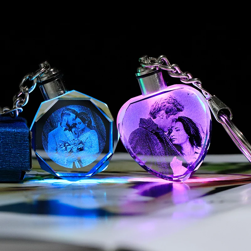 Personalizate Personalizate Foto breloc rama de Cristal Miniatură Foto breloc cu LED Lumina Decor Rama Foto Favoruri de Partid Cadou