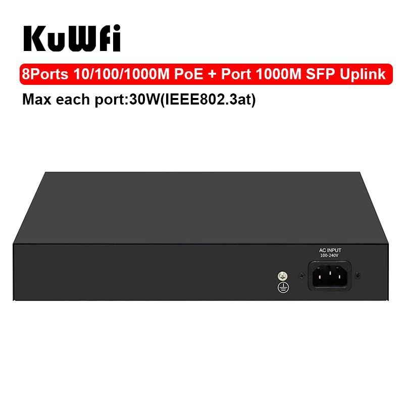KuWFi Gigabit POE Switch 4/8/16/24 POE Porturi 10/100/1000Mbps IEEE802.3AF/AT RJ45 Standard Hub de Comutare Extinde Transmiterea 250M