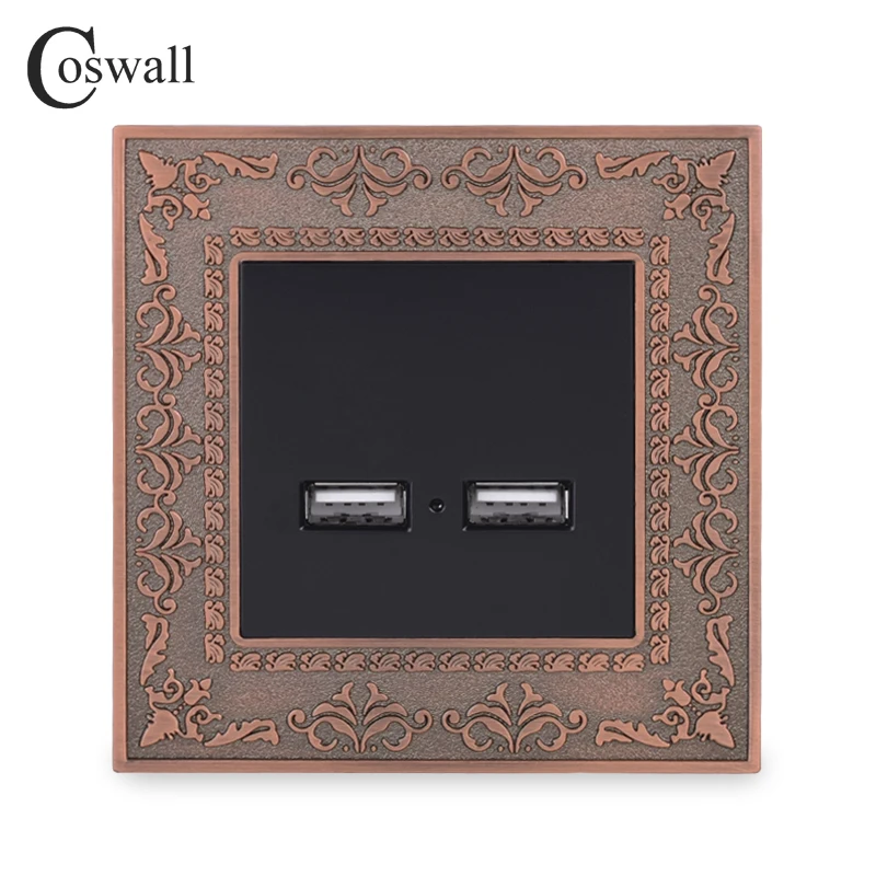 Coswall Vintage Aliaj de Zinc Panoul de Priza Dual USB Smart Inducție Portul de Încărcare Pentru telefonul Mobil 2.1 O Ieșire Cu LED Indicator