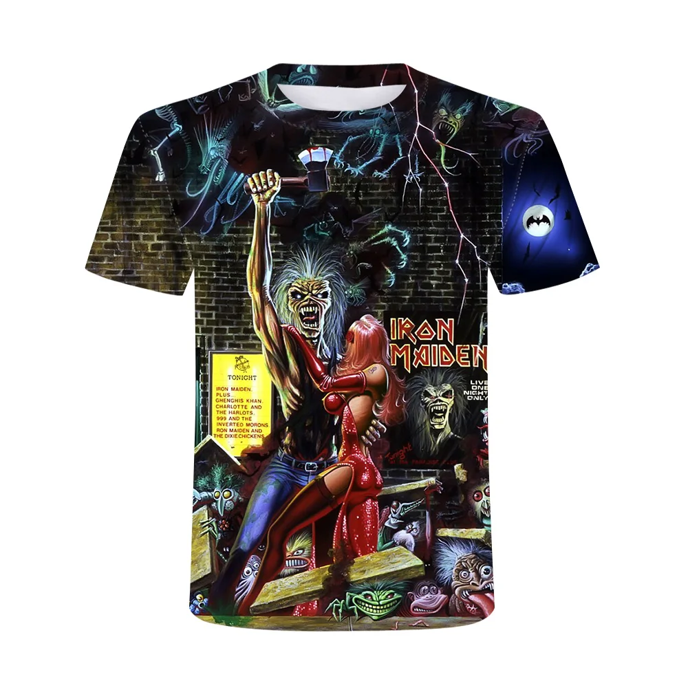 Noi 3D heavy metal skull t-shirt Punk festival rock tricou Barbati Imprimat de Moda Casual Tricou Rotund Gat Hip-Hop-Maneci Scurte