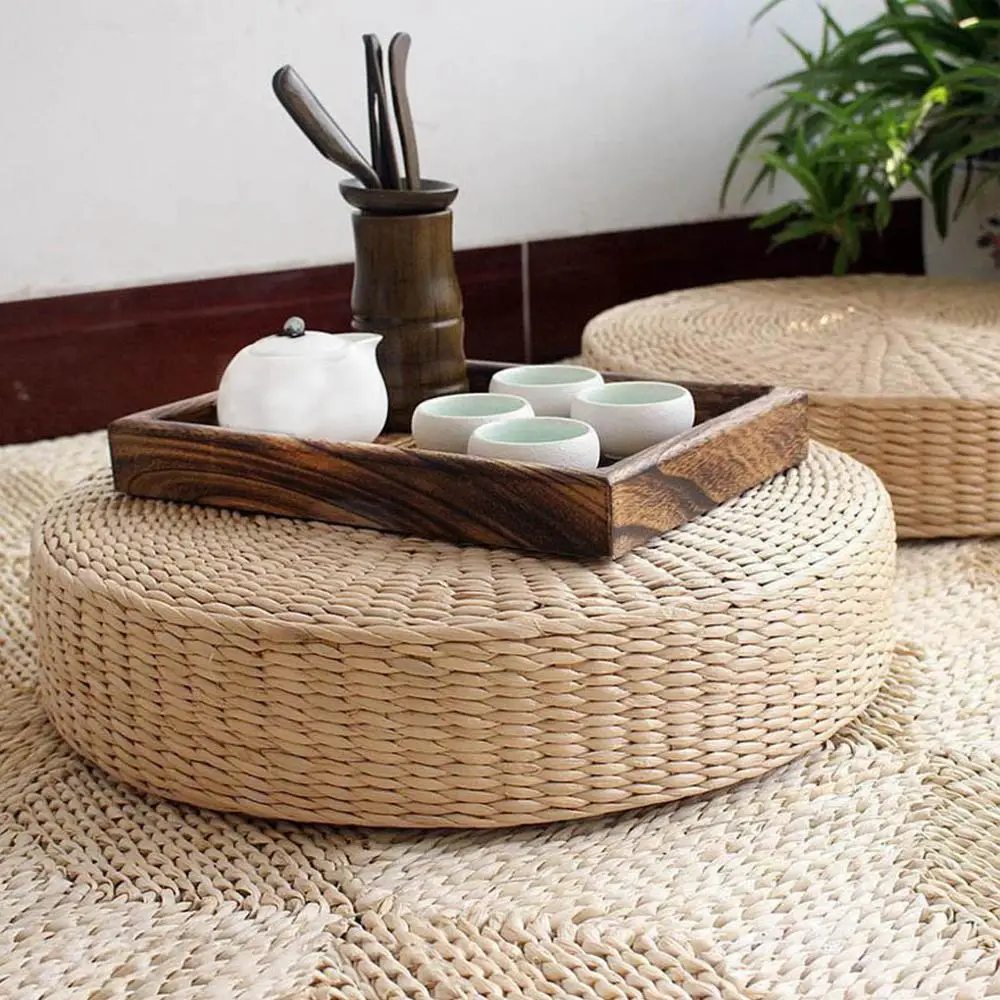 Perna Simplă Eco-Friendly Rotund Pernă De Paie Țesute Manual Tatami Floor Mat Yoga Ceremonia Ceaiului Meditație Pad Piscină Interioară Scaun