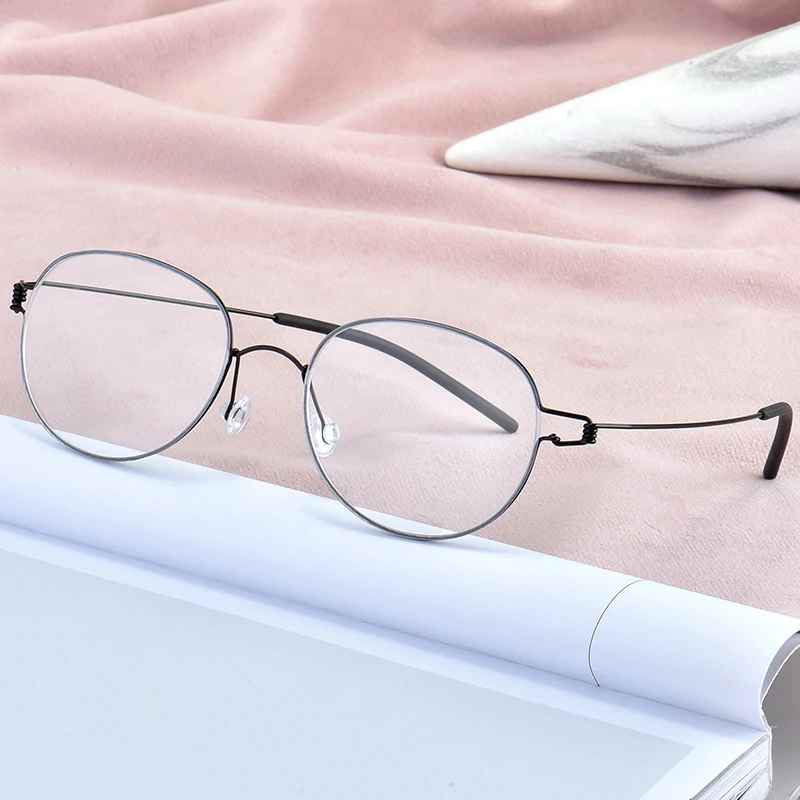 De înaltă Calitate, Ușor de Titan Oval Rotund Ochelari pentru Barbati Femei Optice baza de Prescriptie medicala Ochelari Cadru coreean oculos de grau