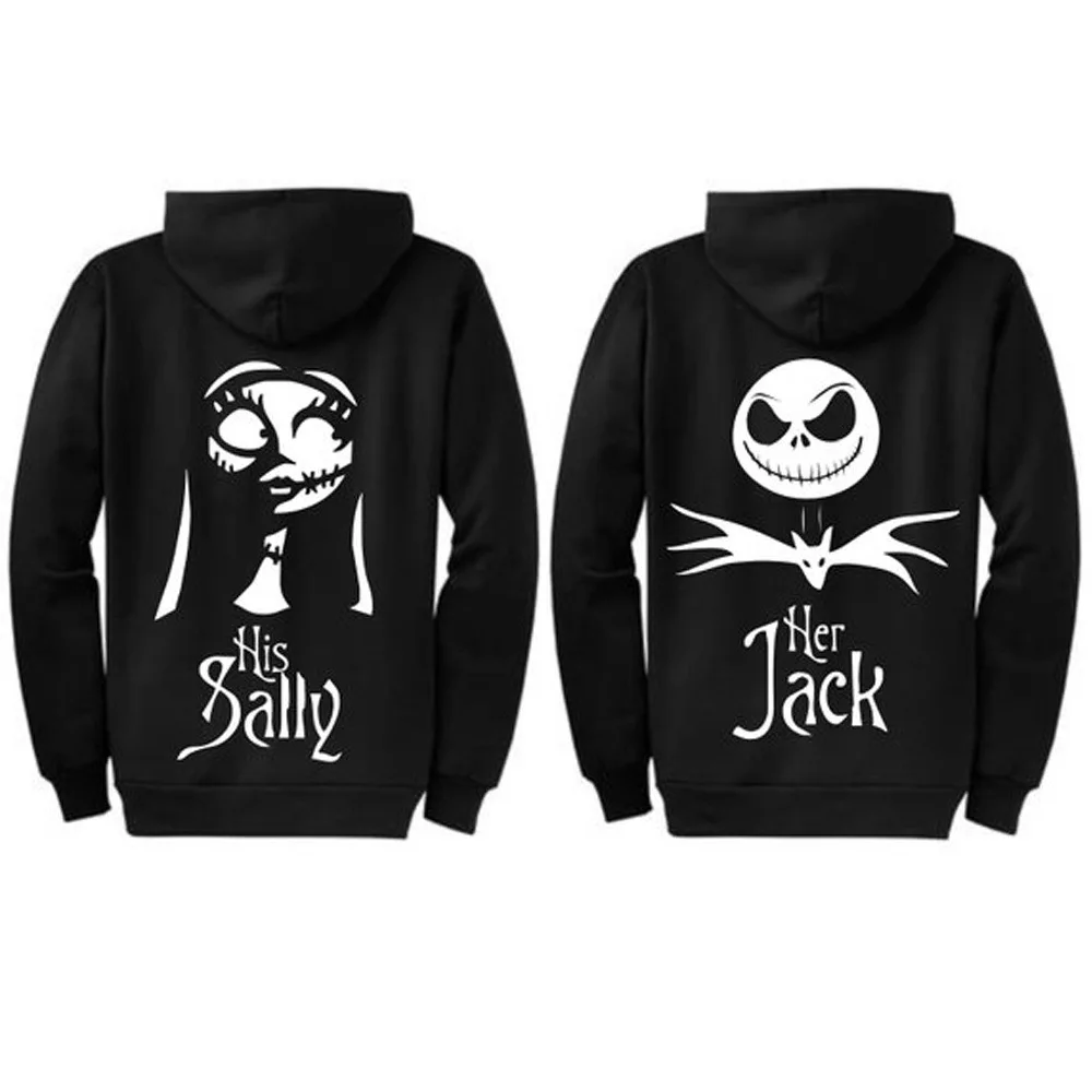 Toamna Jack și Sally Cuplu Hanorace Skellington Halloween Coșmar Înainte De Crăciun Jachete Om Femeile Cuplu Hoody