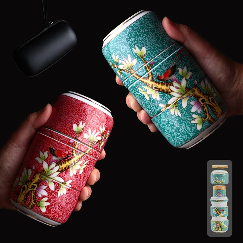 Culoare Chineză Cana Ceramica Creativ Portabil De Călătorie Gong Fu Set De Ceai Cu Ceai Cutie Cadou Set