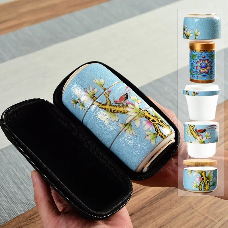 Culoare Chineză Cana Ceramica Creativ Portabil De Călătorie Gong Fu Set De Ceai Cu Ceai Cutie Cadou Set