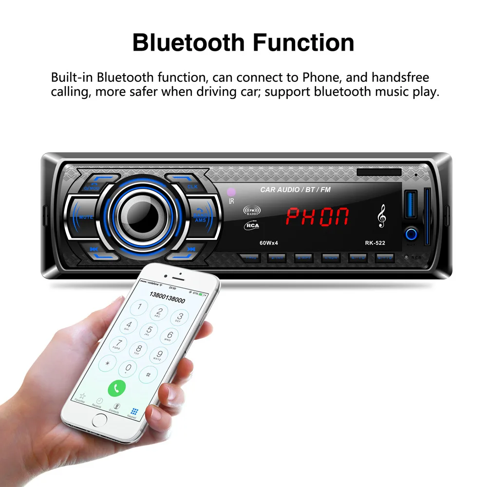 Livrare gratuita Masina Stereo Bluetooth Audio Muzica MP3 Player FM Radio AM Intrare Aux Receptor SD USB 4 x 45W MP3 Player Universal