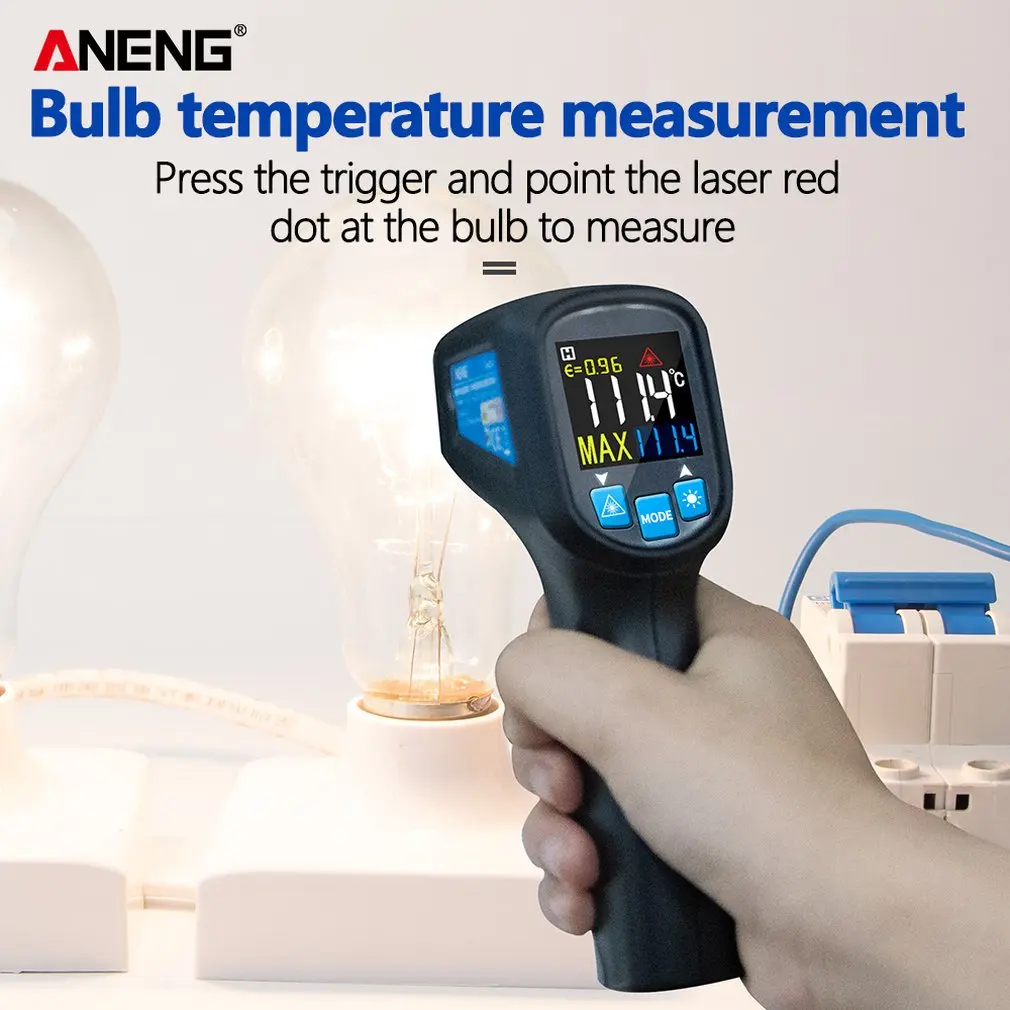 Noul Digital Termometru cu Infraroșu Arma cu Laser termometru Non contact IR Pirometru, Termometru Higrometru Ecran LCD Color