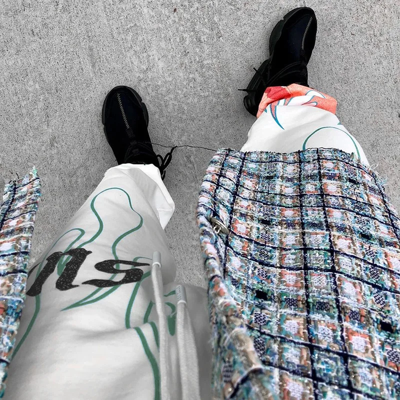 Foc Imprimate Casual Femei Joggeri Harajuku Alb De Înaltă Talie Pantaloni Capri Vrac Pantaloni Largi Femei Streetwear Vara