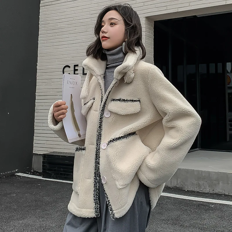 2020 toamna și iarna noua moda casual talie miel lână sacou femei regular slim de slabit blana o doamnă jacheta de lână de miel