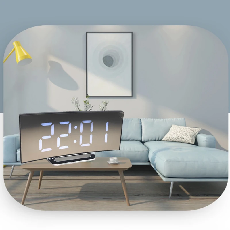 Noul Ceas cu Alarmă Digital Curbat Ecran cu LED-uri Ceasuri de Alarmă pentru Copii Dormitor Temperatura Funcție de Amânare Birou Ceas de Masa Decor Acasă