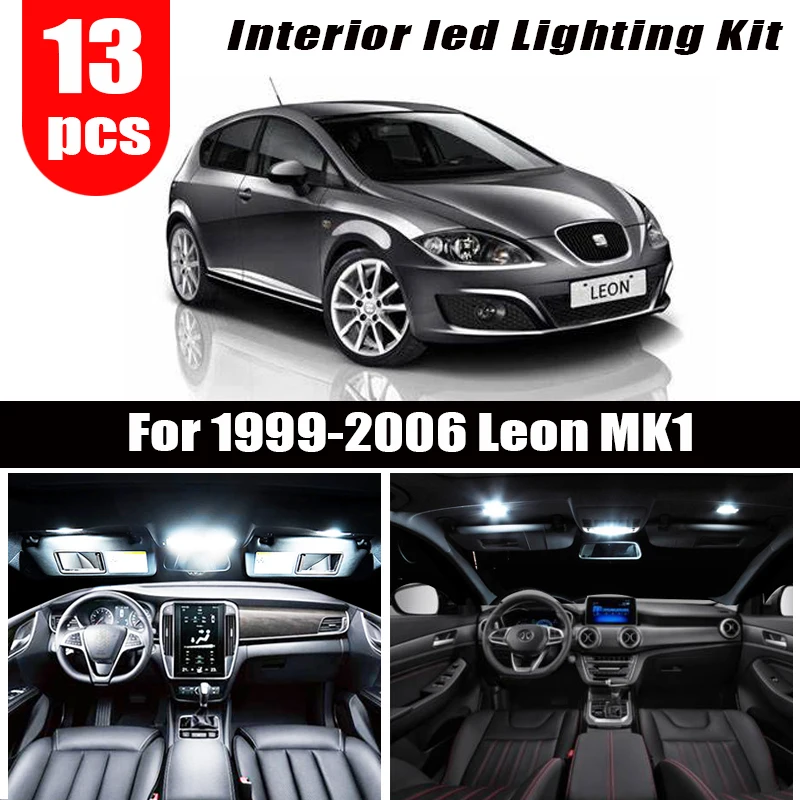 13pc X Canbus LED lectură Interior dome harta Lumini bec Kit pentru Seat Accesorii pentru 1999-2006 Leon MK1 1M 1M1 Hatchback