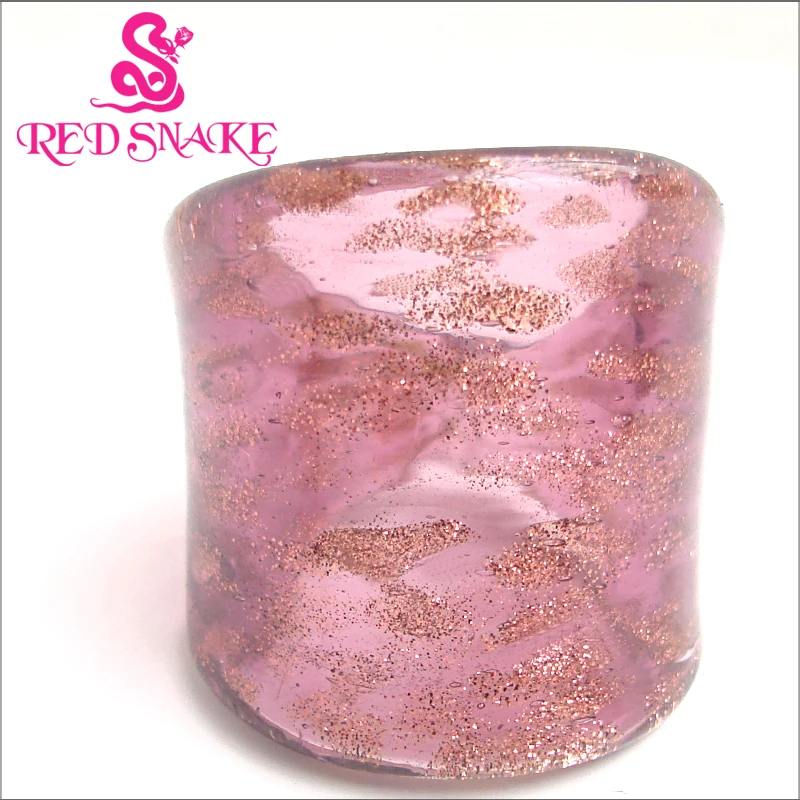 ȘARPE ROȘU de Moda Inel Pur Handmade cu lavanda picături Transparente din Sticlă de Murano, Inele