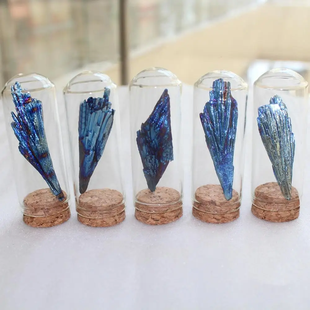 Naturale Curcubeu Titan Cluster De Cristal Mineral Albastru Păun Coada Peisaj Decorativ Sticla