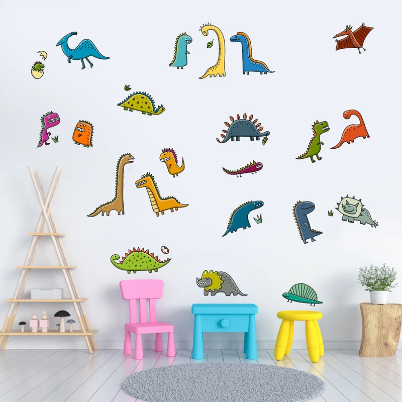 Tofok Dinozaur Drăguț Autocolant de Perete Pentru Camera Copii Camera de zi Dormitor Decor Acasă Desene animate DIY de Artă Murală Decalcomanii de Fundal Cadou 2020
