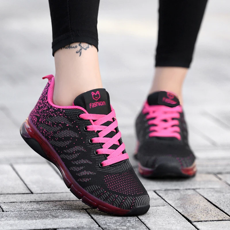 Femei Casual Pantofi Sport De Moda Pantofi De Funcționare Zbura Țese Aer Ochiurilor De Plasă Adidasi Alb Negru Non Alunecare Încălțăminte Respirabil Jogging