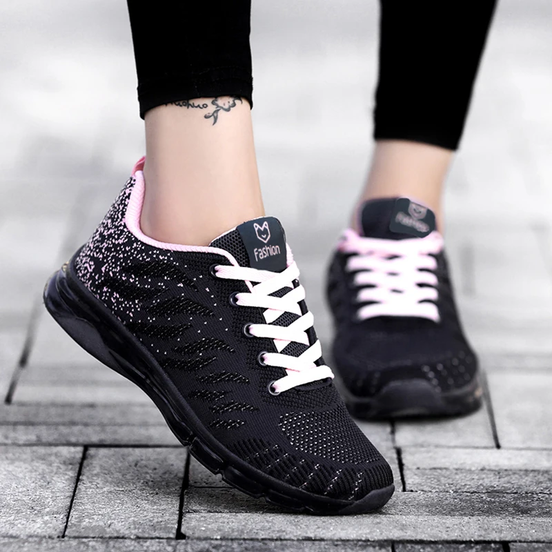 Femei Casual Pantofi Sport De Moda Pantofi De Funcționare Zbura Țese Aer Ochiurilor De Plasă Adidasi Alb Negru Non Alunecare Încălțăminte Respirabil Jogging