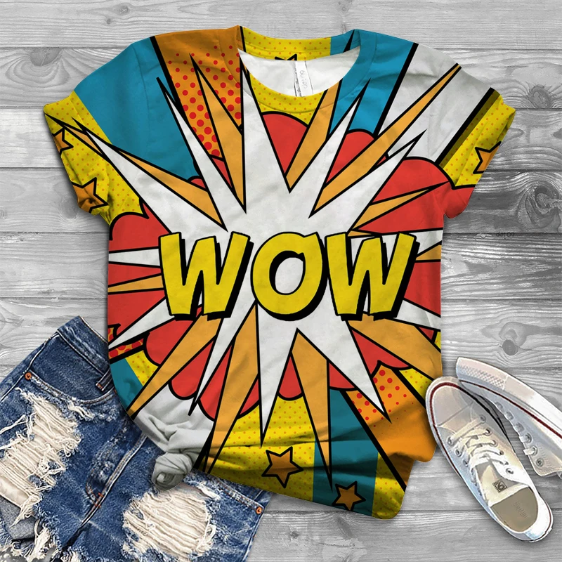 Pop Art benzi Desenate Wow Ilustrare T camasa Noua Moda Femei T-shirt de Imprimare 3D Tricou Amuzant Rece de camasi Casual Streetwear Topuri Tricouri