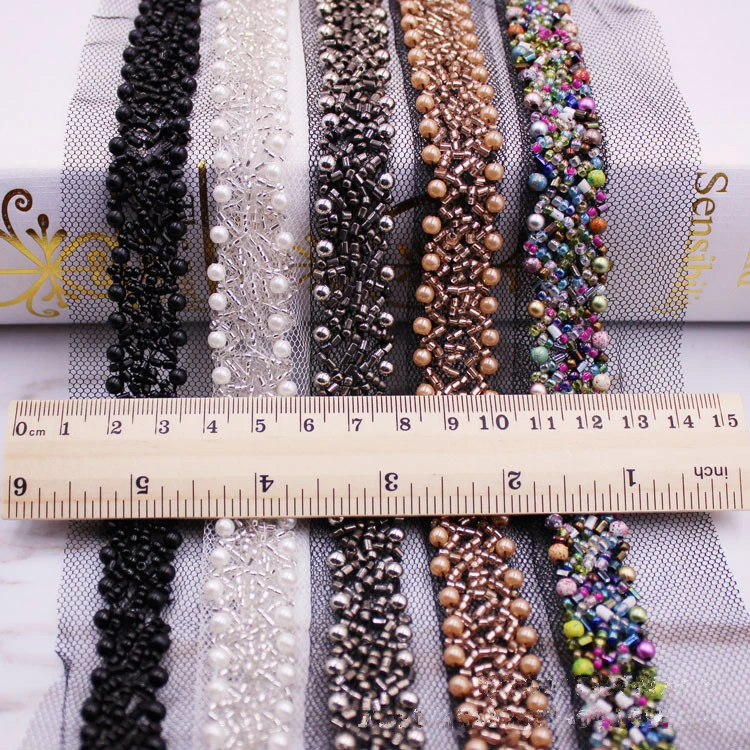 2yards/lot Nou de moda Margele panglica Pearl Accesorii DIY accesorii de îmbrăcăminte latime 1,5 cm RS1739