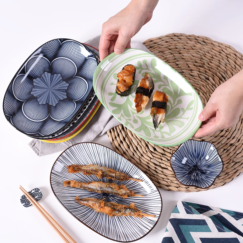 10-inch Eliptice Vase Ceramice Stil Japonez Creative Culoare Solidă Geometrie Pură Pește de Culoare Placă de Cina Servire Plăci