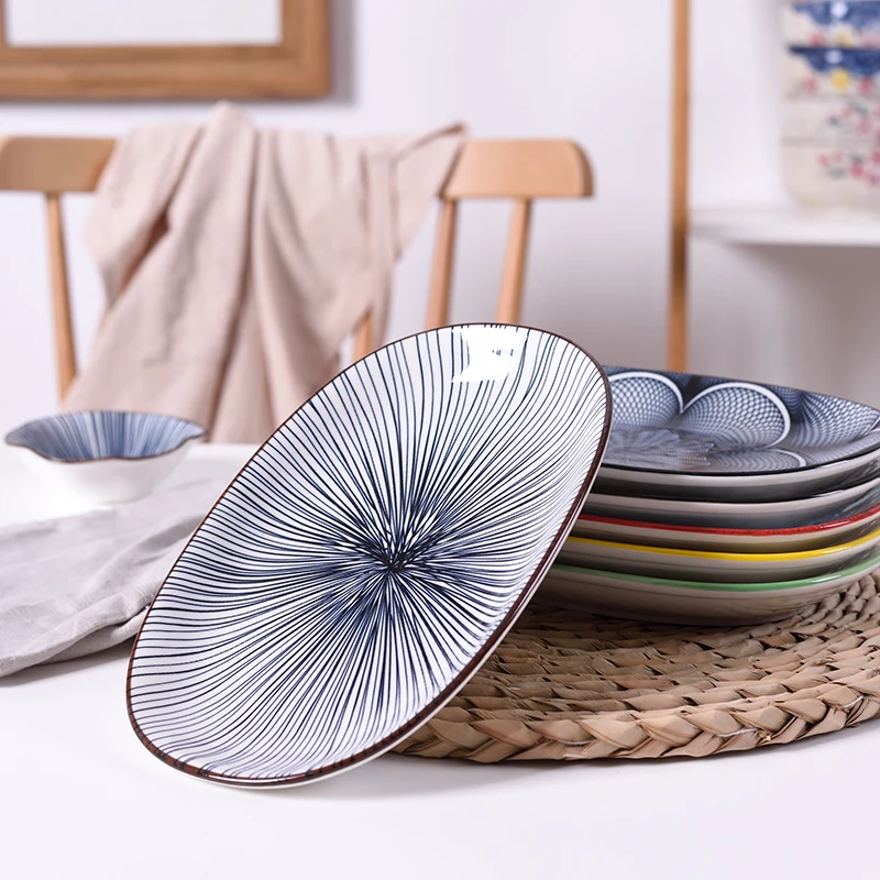 10-inch Eliptice Vase Ceramice Stil Japonez Creative Culoare Solidă Geometrie Pură Pește de Culoare Placă de Cina Servire Plăci
