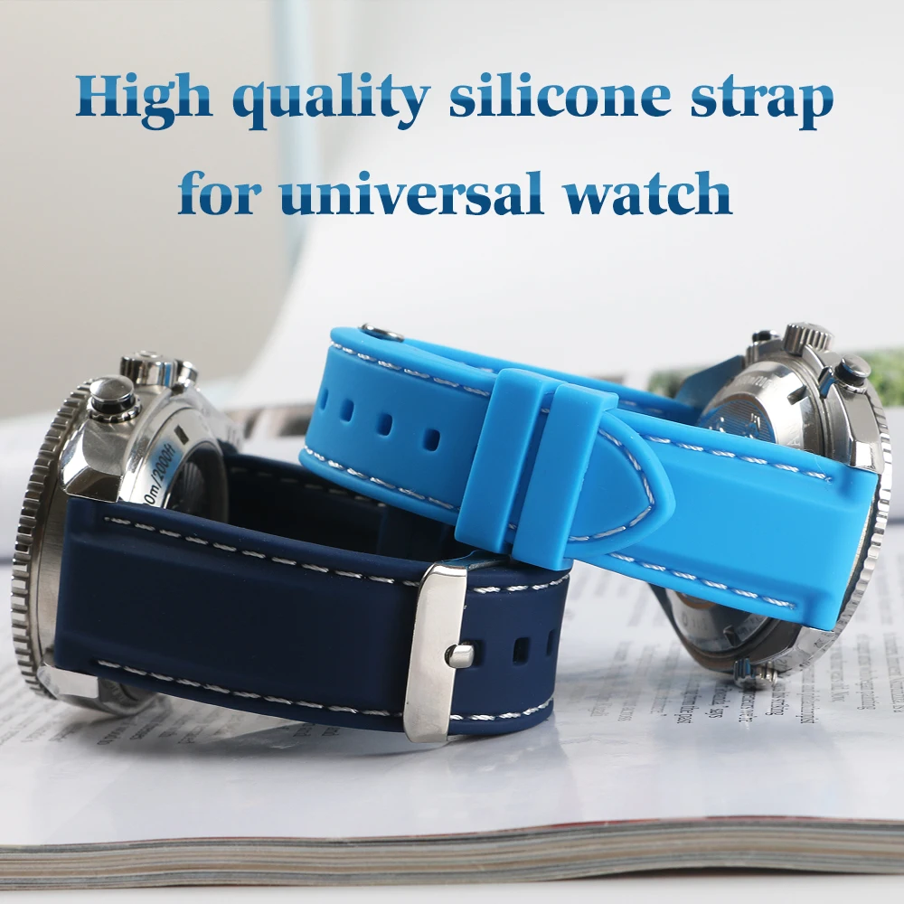 Rezistent la apa Curea din Cauciuc pentru Seiko Watchband 18mm 20mm 22mm Negru Albastru Scufundări Sporturi pentru Tissot Watchstrap Om Silicon +Instrumente
