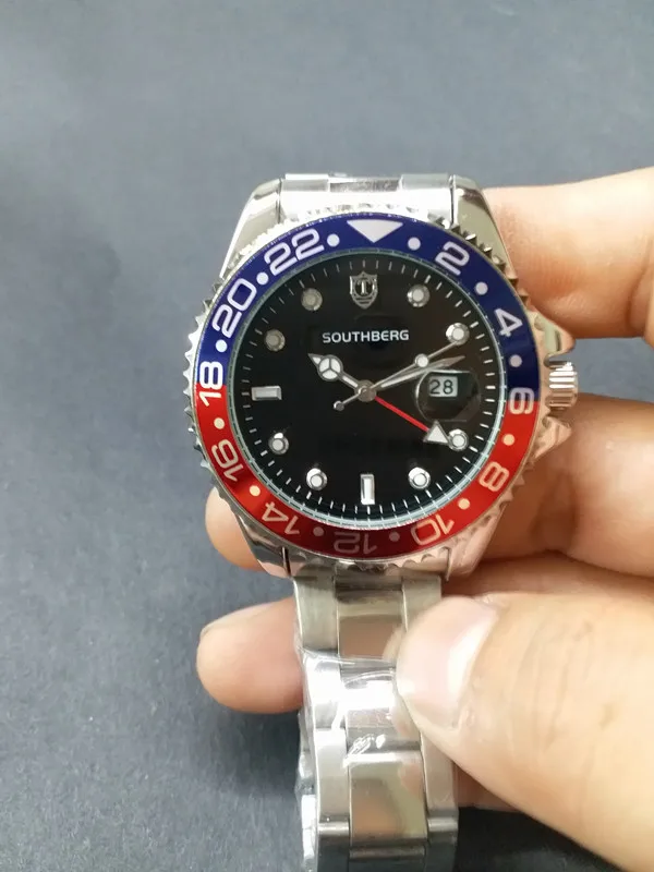 Top Brand de ceasuri de Lux Bărbați GMT Ceasuri quartz de Afaceri Luminos Safir din Oțel Inoxidabil daytona Ceas de 4.4 CM