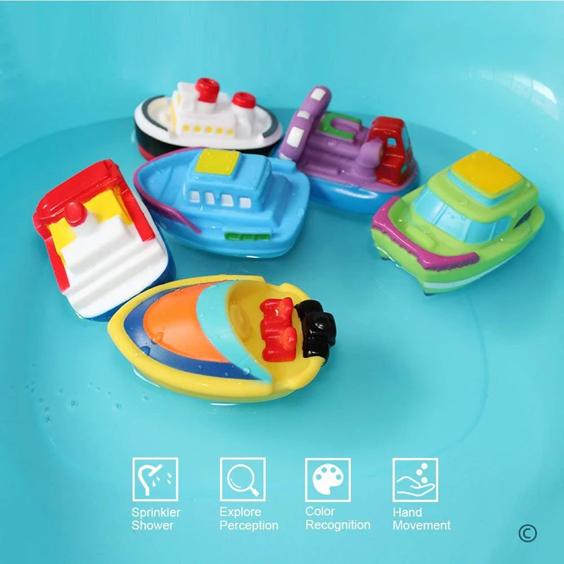 6pcs/set Vânzare la Cald Baie de Jucărie Piscină pentru Copii Spray de Apă Colorate Barca de Cauciuc Moale Jucării pentru Băieți și Fete în condiții de Siguranță Material