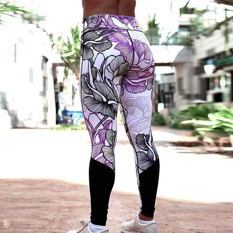 Nessaj Geometrice Imprimare Jambiere Femei Flori Pantaloni Legging cu Talie Înaltă Stretch Pantaloni Fitness Mozaic Sport, Jambiere S-XL