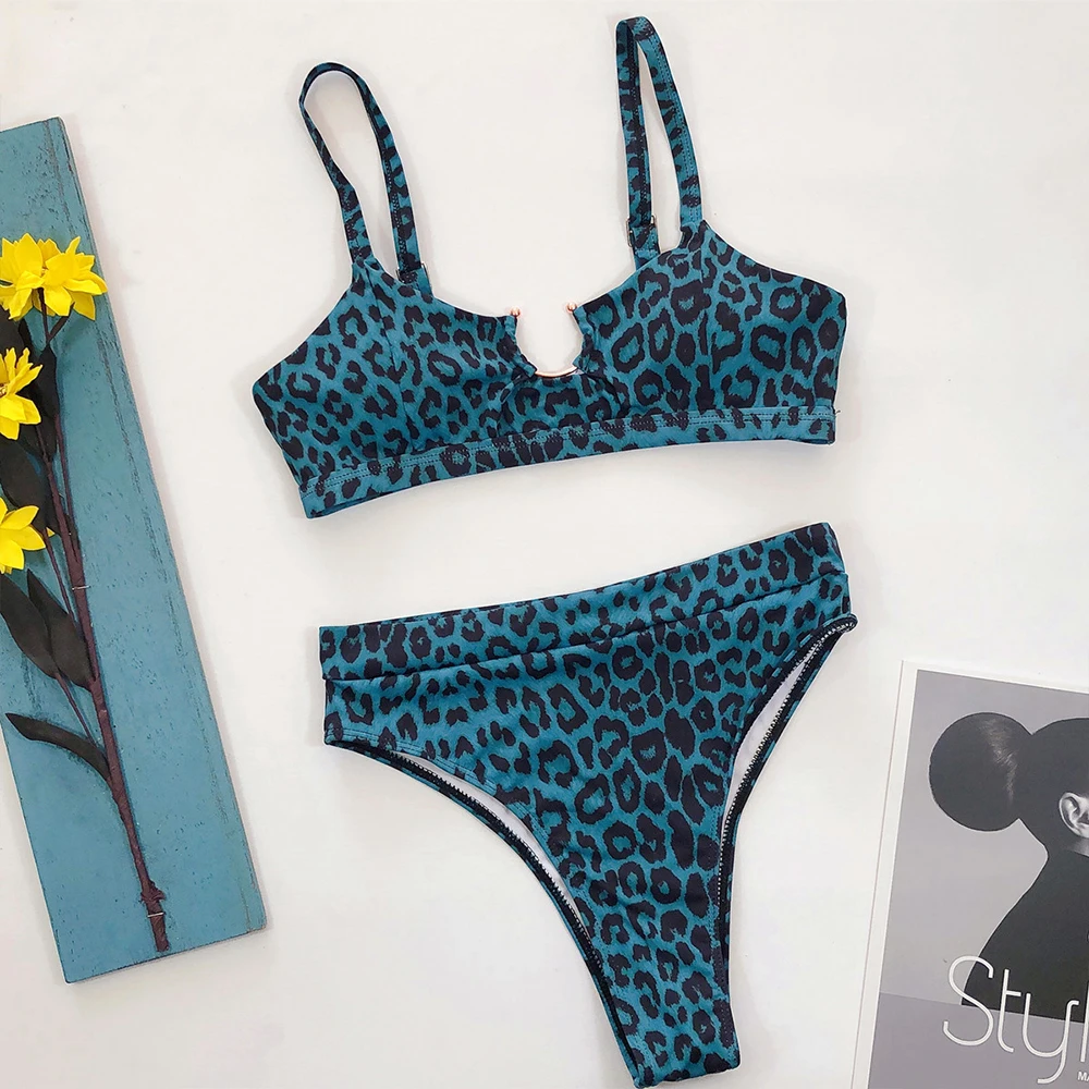 OMKAGI Costume de baie Femei Leopard Bikini Brazilian Micro Bikini Set Push-Up Înot Femei Costume de Baie cu Talie Înaltă Bikini 2020