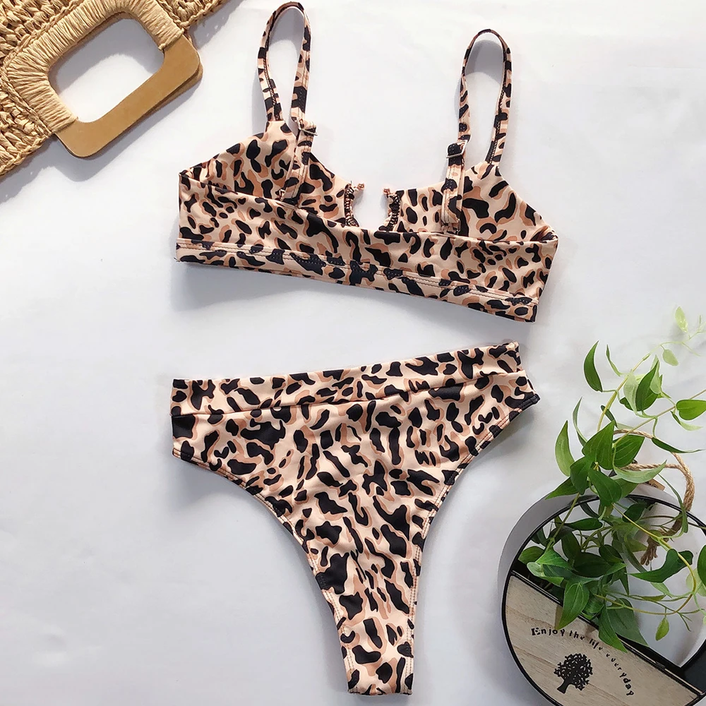 OMKAGI Costume de baie Femei Leopard Bikini Brazilian Micro Bikini Set Push-Up Înot Femei Costume de Baie cu Talie Înaltă Bikini 2020