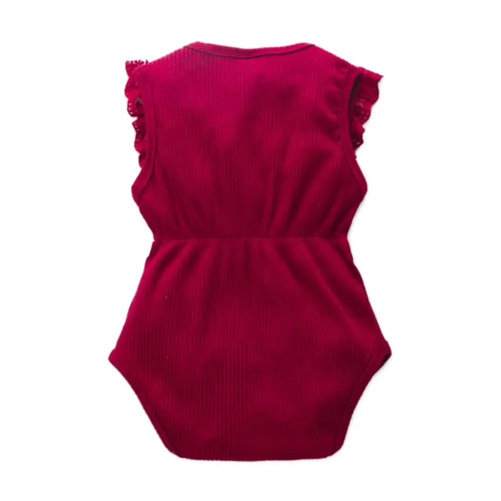 Copil De Vara Fete Fără Mâneci Costume Salopete Infant Toddler Copii Solid Bodysuits