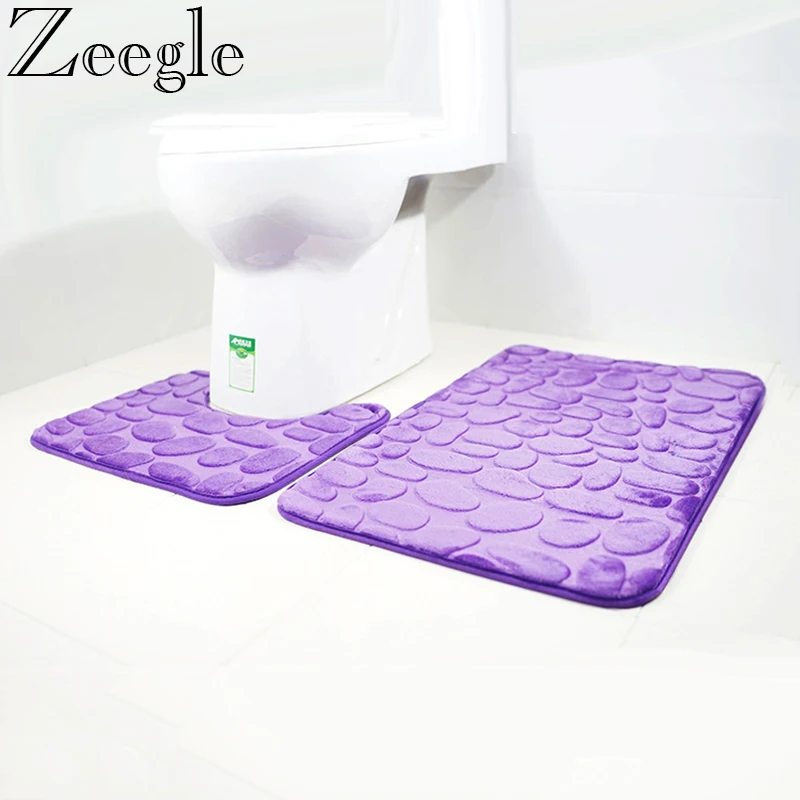 Zeegle 3D Piatră Baie Mat Toaletă Covoare Anti-Alunecare Covor Covoare De Toaletă Forma de U de absorbție a Apei de Baie Mat
