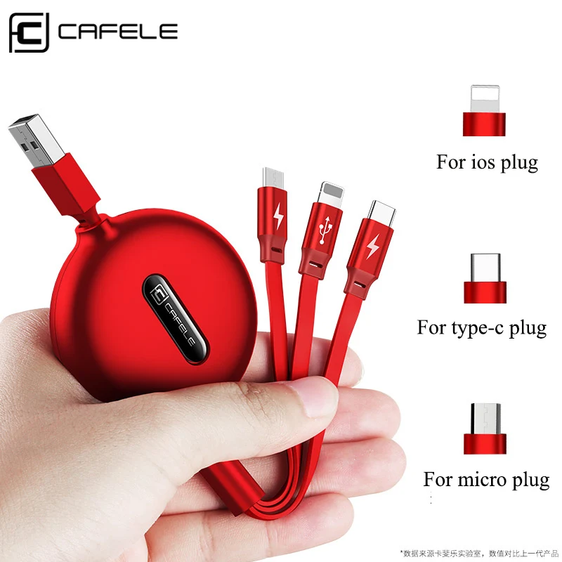 Cafele 3 in 1 Retractabil Micro USB de Tip C Cablu pentru iPhone X XS Încărcare Rapidă Sincronizare de Date USB C Cablu pentru Huawei, Xiaomi, Samsung