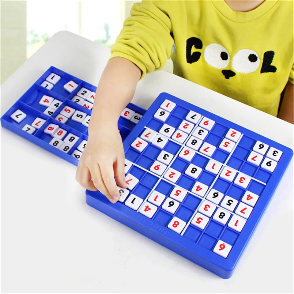 BSTFAMLY Copii Sudoku, Șah Friendly Plastic cu Sertar 24*24*5 cm 81Pcs/Set Masă de Joc de Puzzle Jucărie pentru Copii Cadou Interesant S02